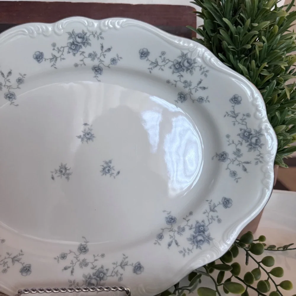 Johann Haviland Blue Garland Oval Serving Platter 13 Inch Bavaria  Fine China